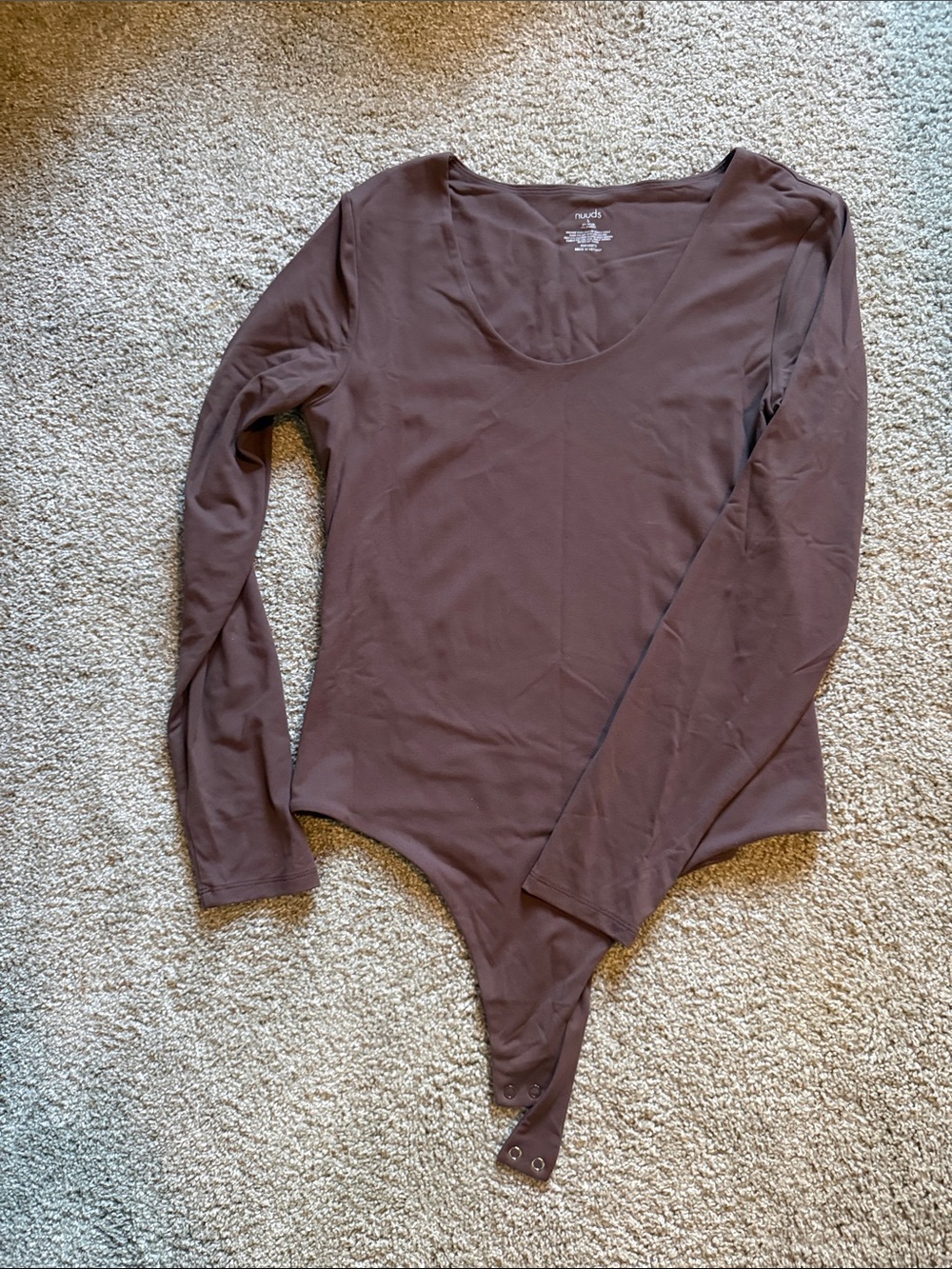 nuuds Long Sleeve Scoop Neck Chocolate Brown Bodysuit